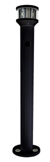 Powder-coated aluminum fixed light post with LED top and round base.